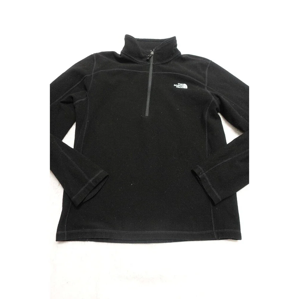 The North Face Jacket Mens Size M 1/4 ZIp Fleece Jacket Black Coat‎ Sweatshirt